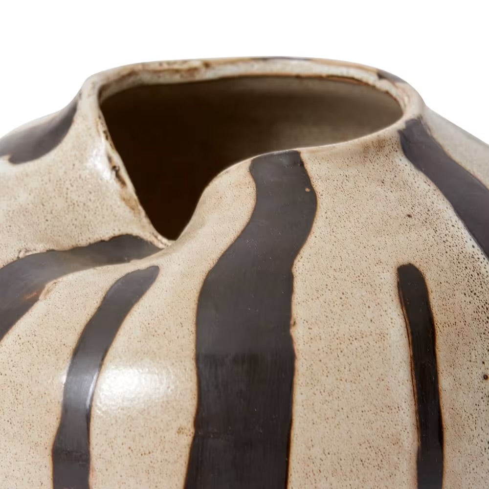 Cayman Vase - Black/ Beige - 23x23x20 cm