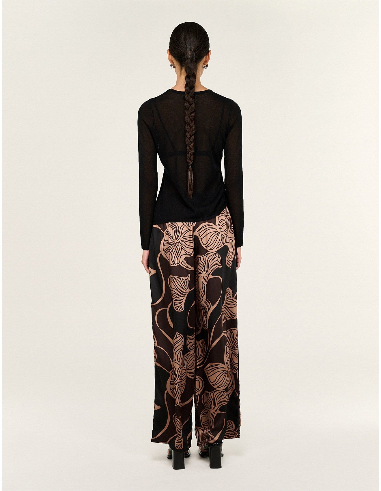 Ulla Drawstring Pants - Abstract Leaf
