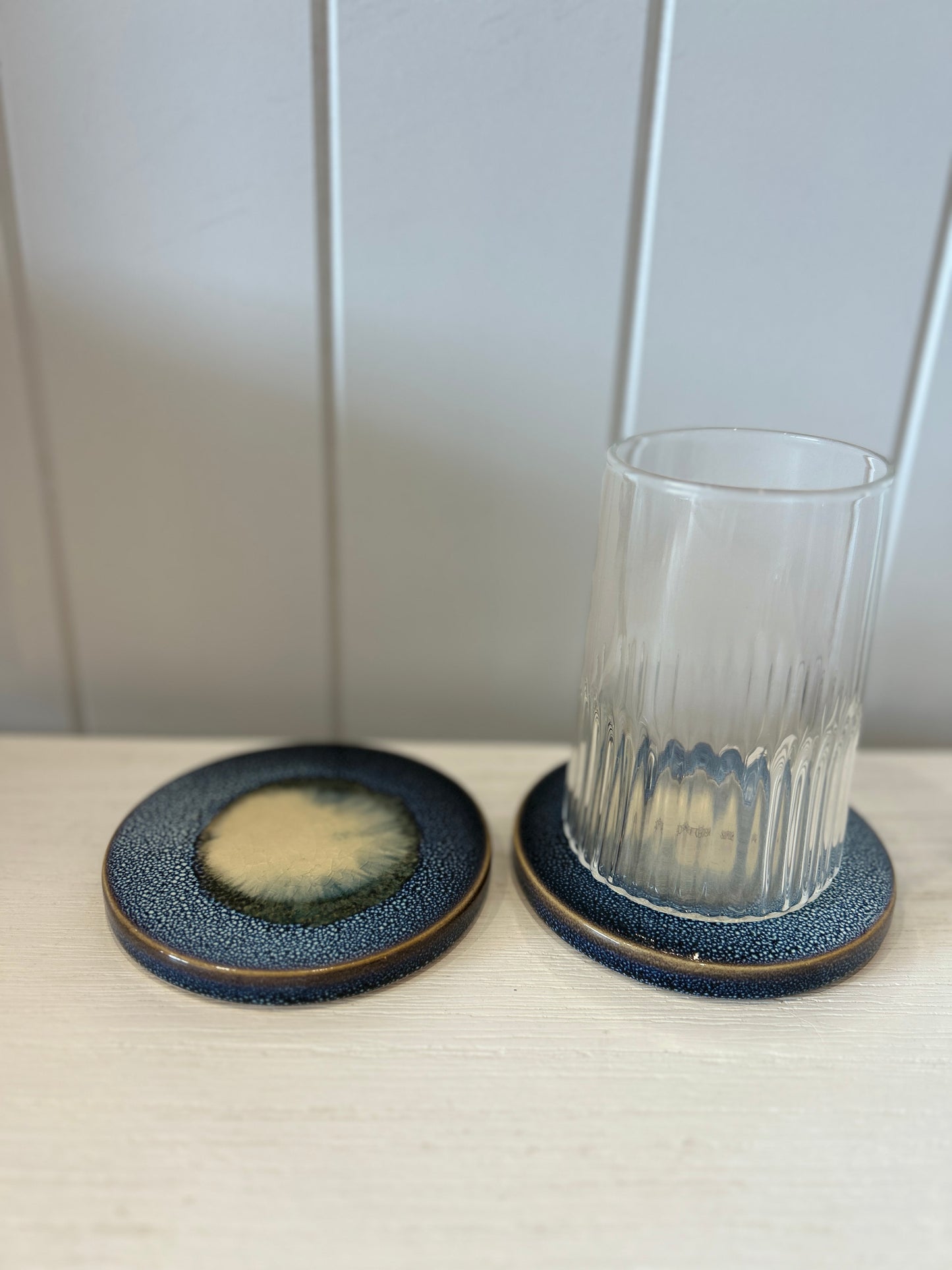 Organic Ceramic Coaster Deep Blue Set of 2