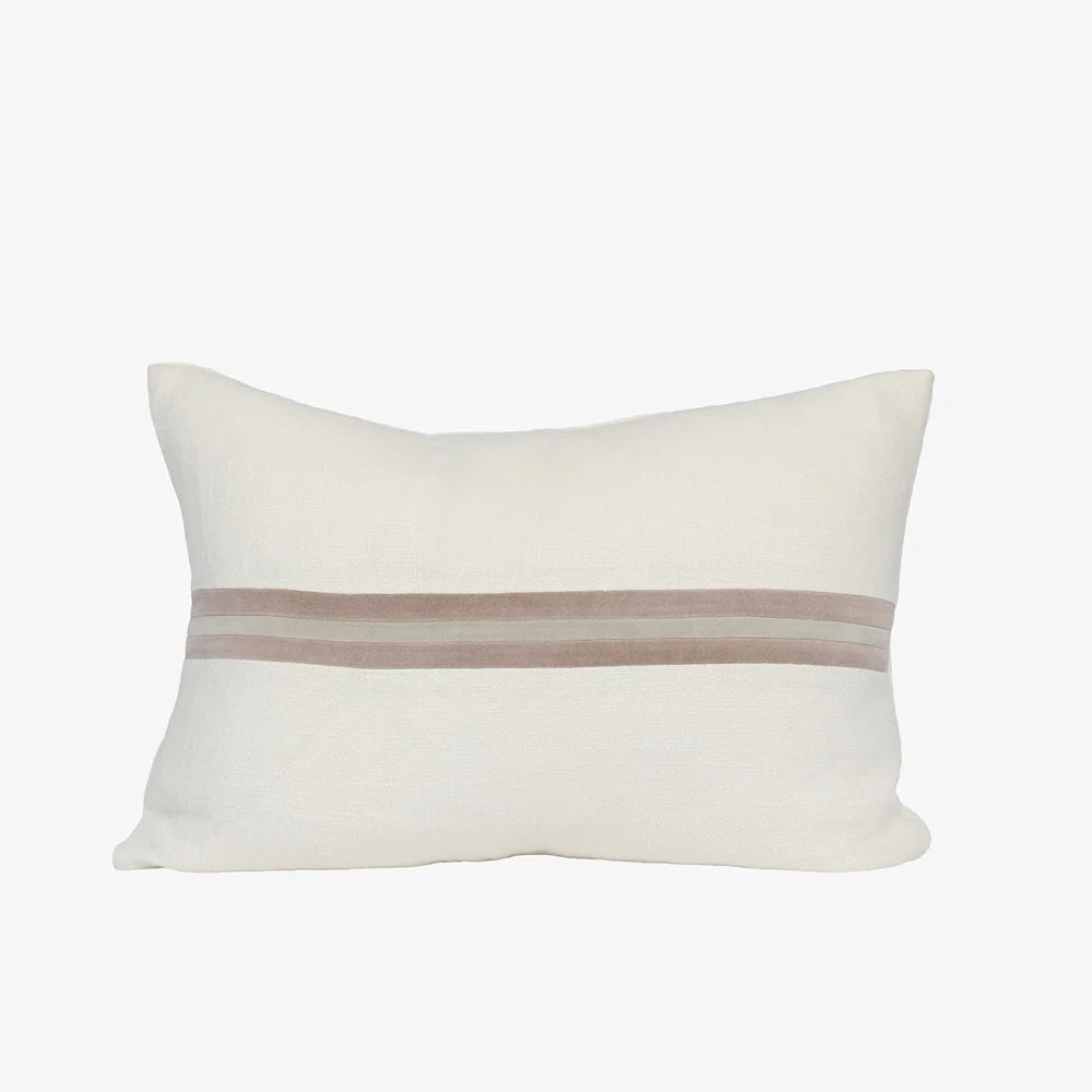 Ribbon Cushion - 40 x 60 cm - White/Lilac/Putty