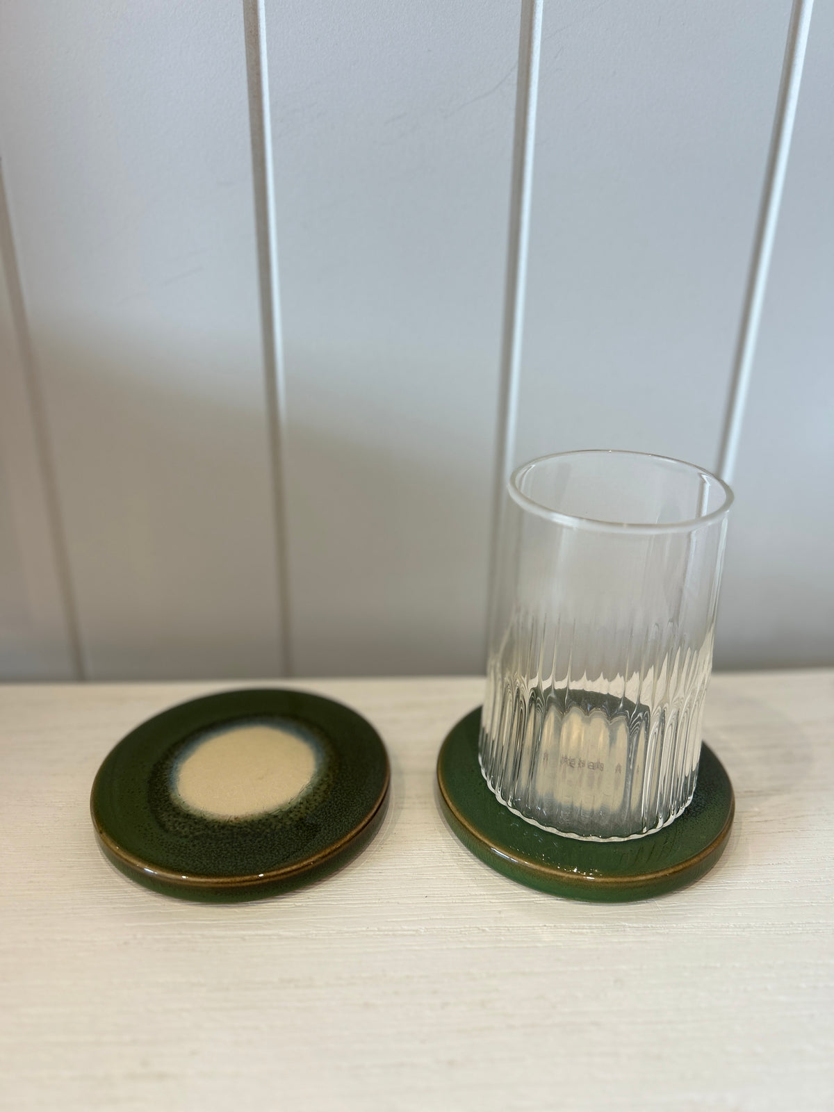 Organic Ceramic Coaster Olive Set of 2