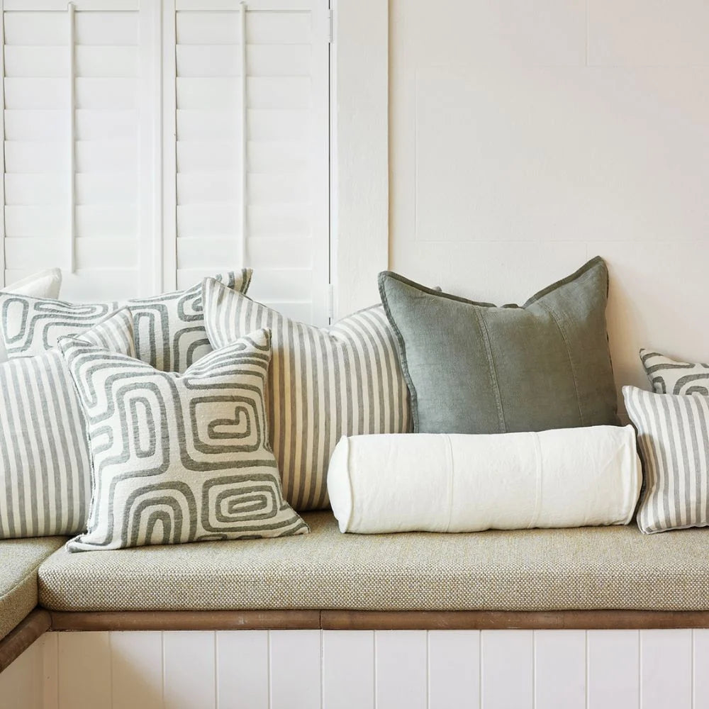 Luca Linen Bolster Cushion - 20 x 60 cm - Off White