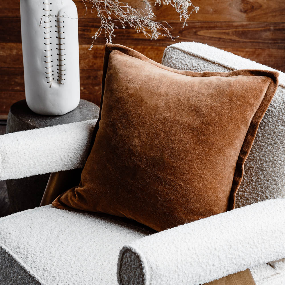 Evelyn Velvet Cushion - Nutmeg - Filled Cushion / 50x50cm