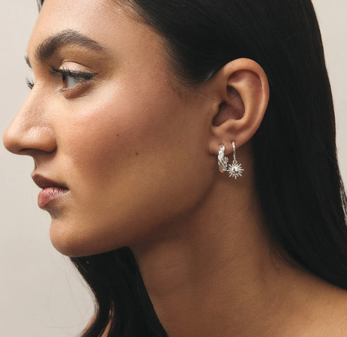 Ambre Twist Hoop Earrings - Silver