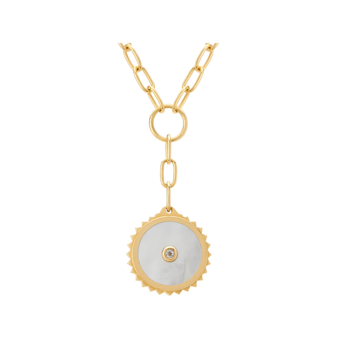 Halcyon Shield Drop Necklace 18KT Yellow Gold Plateaq