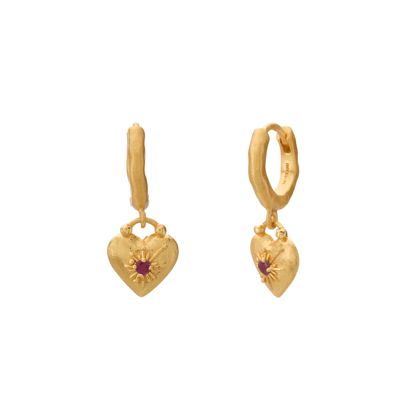 Love You Small Heart Huggie Earrings in 18KT YG Plate