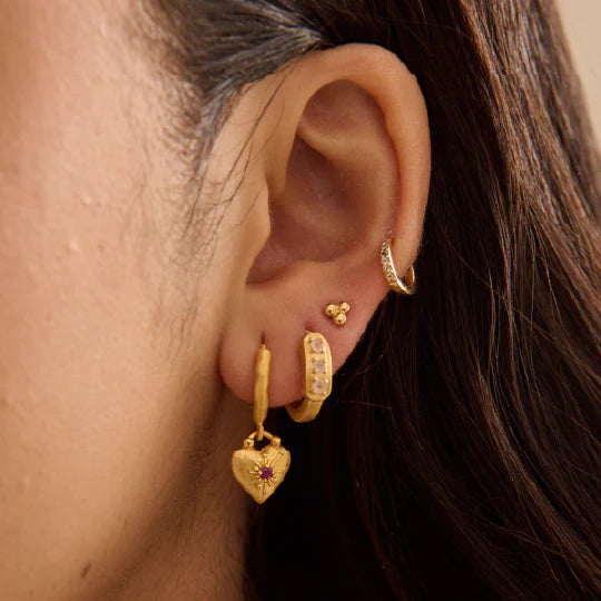 Love You Small Heart Huggie Earrings in 18KT YG Plate