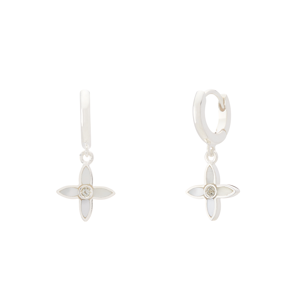 Desert Flower Huggie in Sterling Silver