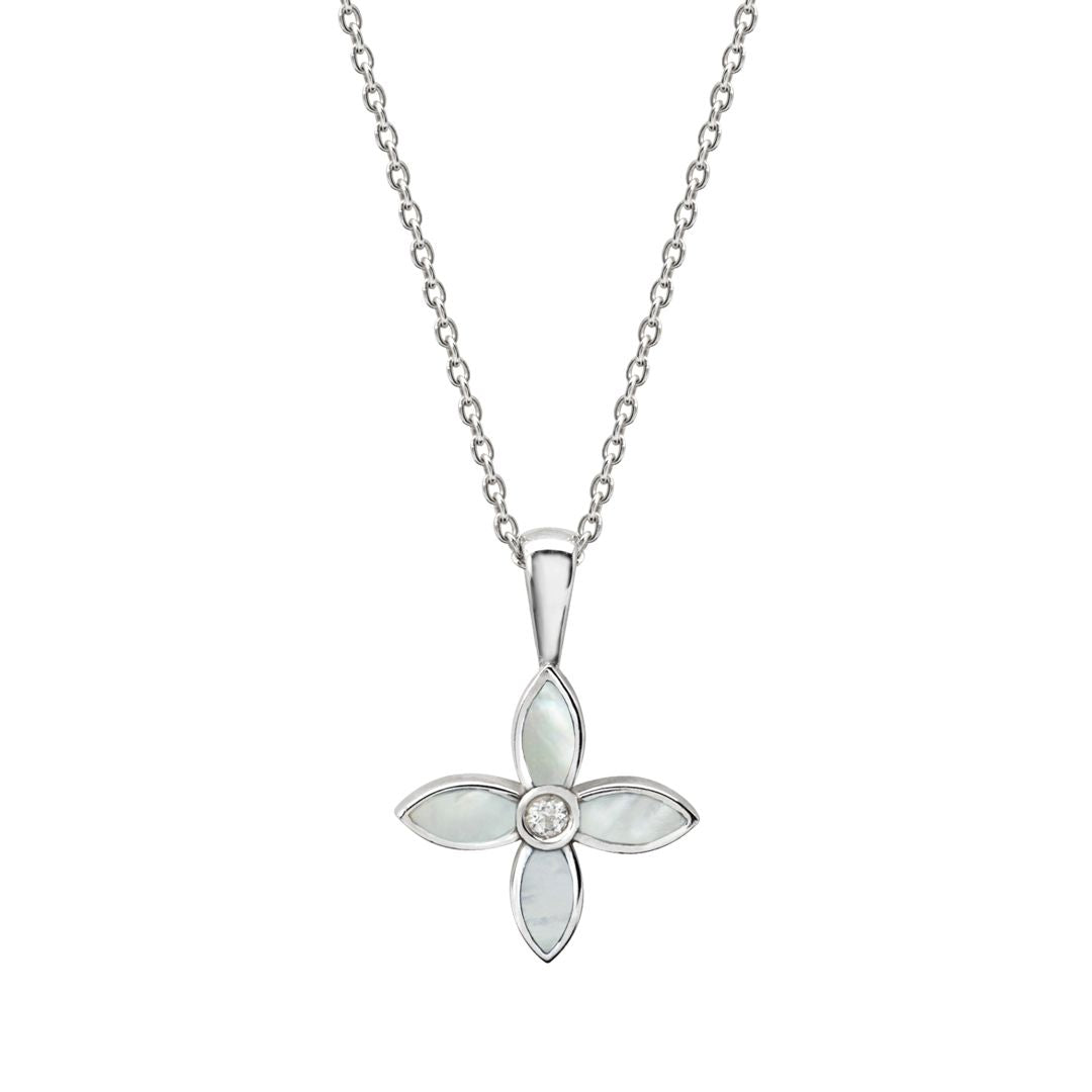 Desert Flower Charm with Necklace in Sterling Silver