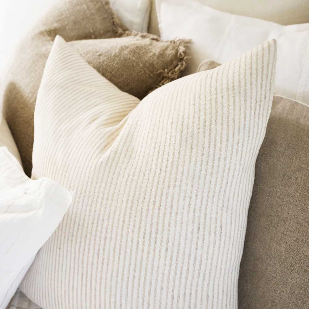 Marina Cushion - Off White/ Natural Stripe 50x50cm