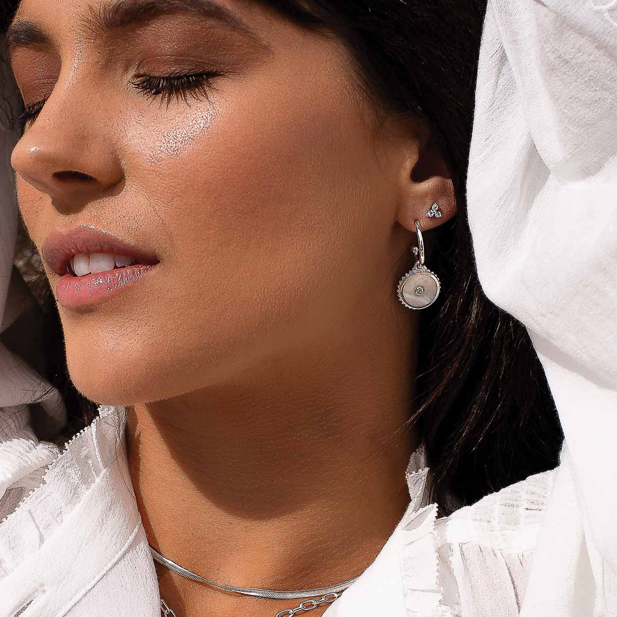 Halcyon Shield Earrings in Sterling Silver