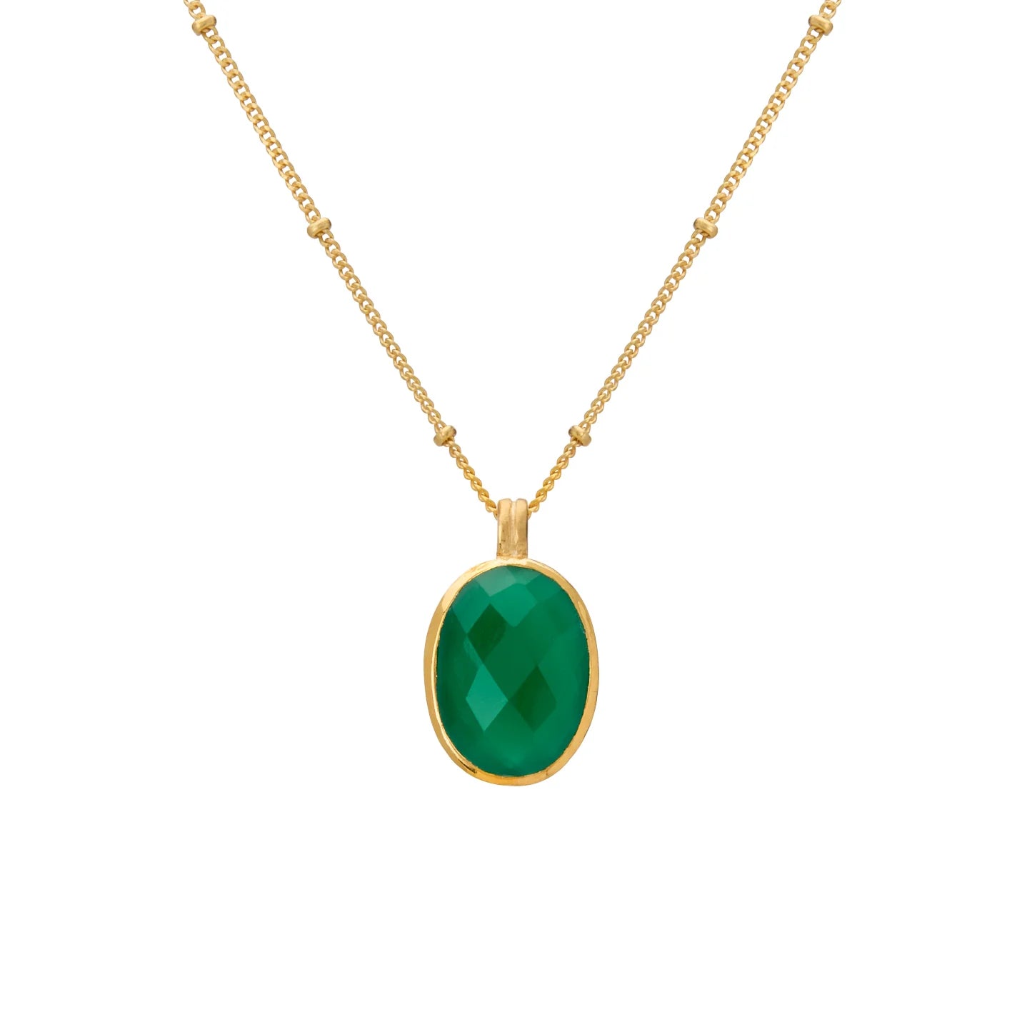 Wandering Soul Green Onyx Pendant Necklace in 18KT Yellow Gold Plate