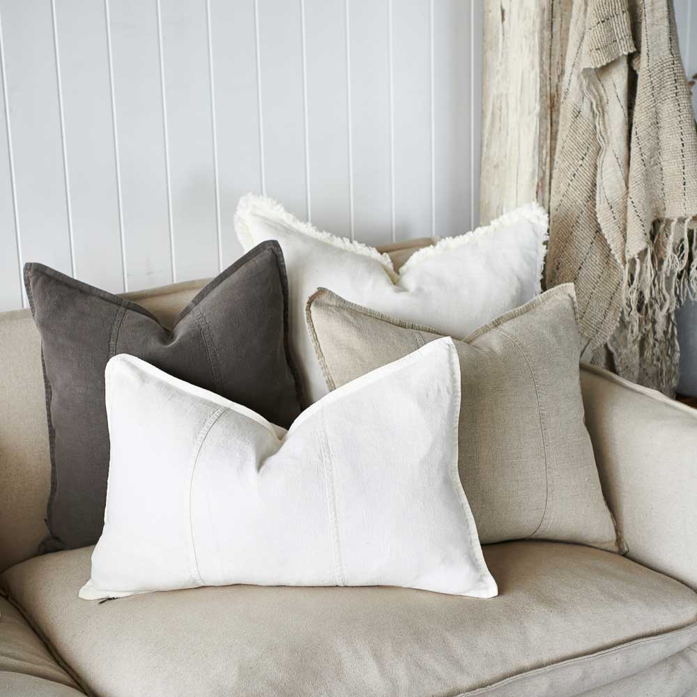 Luca Linen Cushion - Off White 40 x 60cm