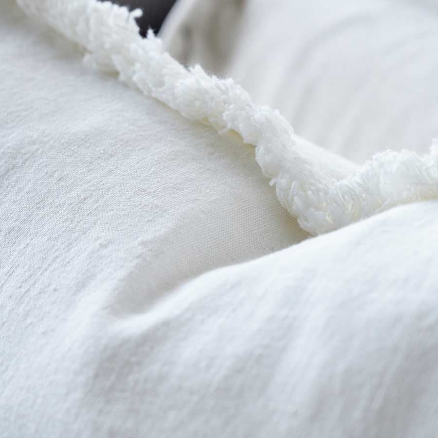 Luca Linen Boho Cushion - Off White 50 x 50cm