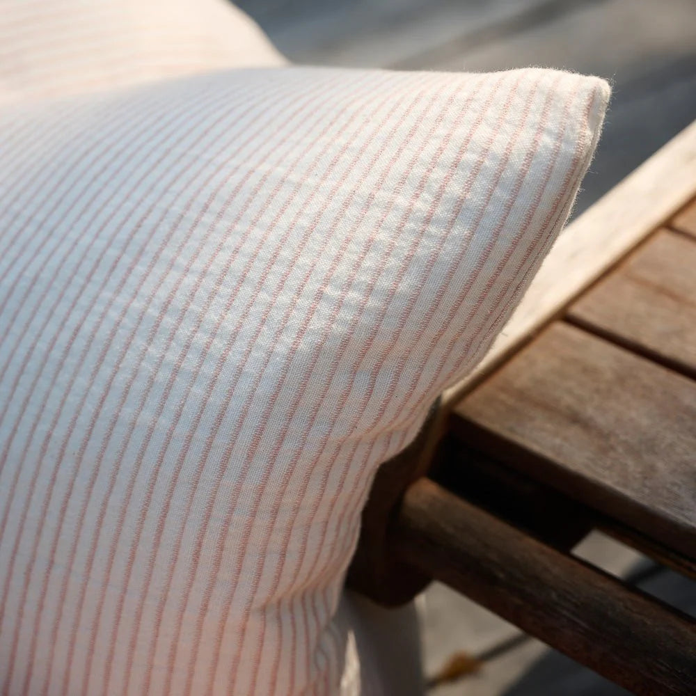 Marina Cushion- 50 x 50cm Off White w' Nutmeg Stripe