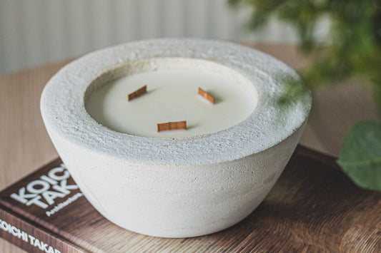 Medium Concrete Candle - Solid - White French Pear