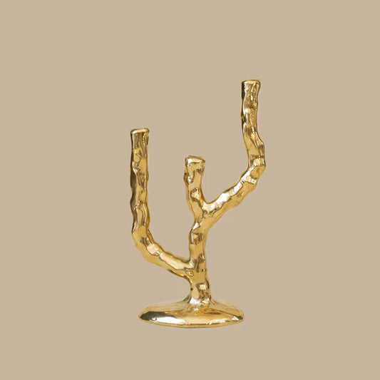 Twig Brass Candle Holder - Triple