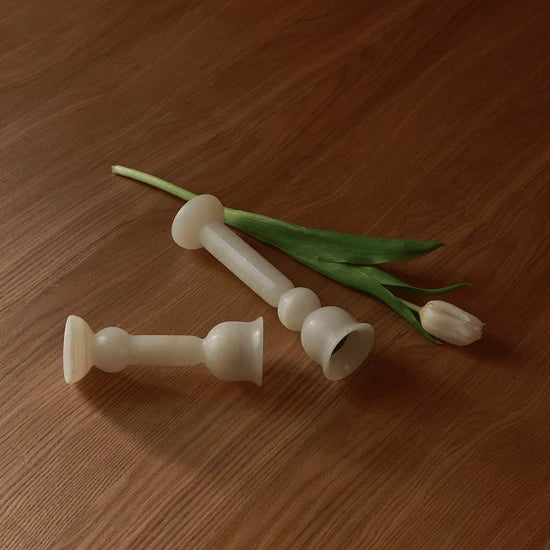 Bell Candle Holder Tall - White Onyx