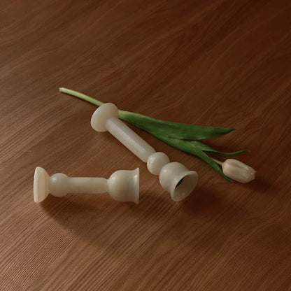 Bell Candle Holder Tall - White Onyx