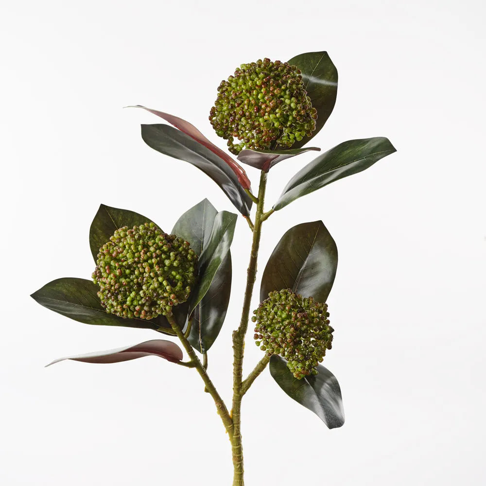 Magnolia Leaf Seed Spray - Green/Burgandy