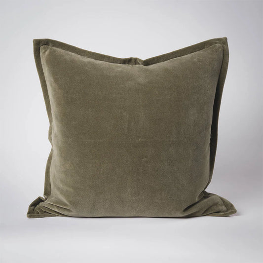 Evelyn Velvet Cushion - Olive - 50 x 50 cm