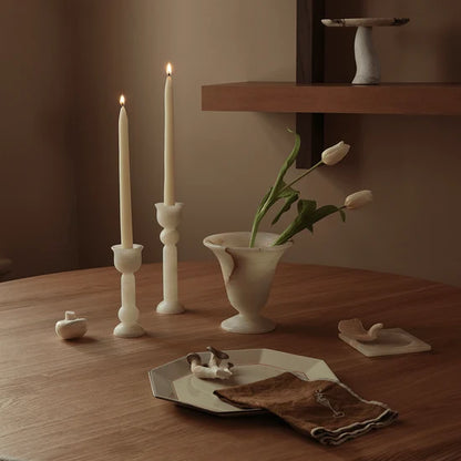 Bell Candle Holder Tall - White Onyx