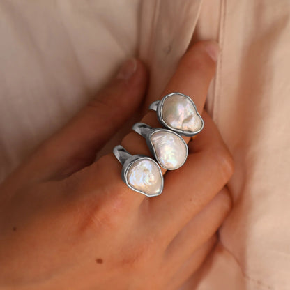 Of the Sea Baroque Pearl Ring in Sterling Silver