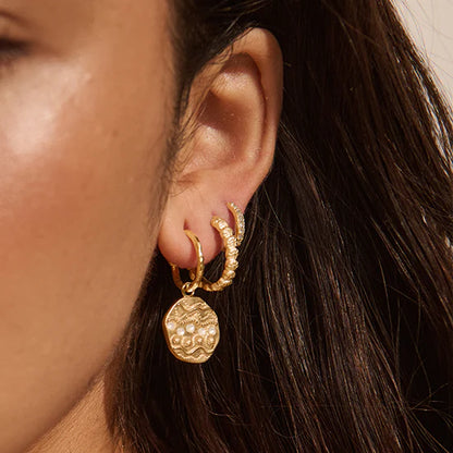 Soul Protector Small Shell Hoops - Gold