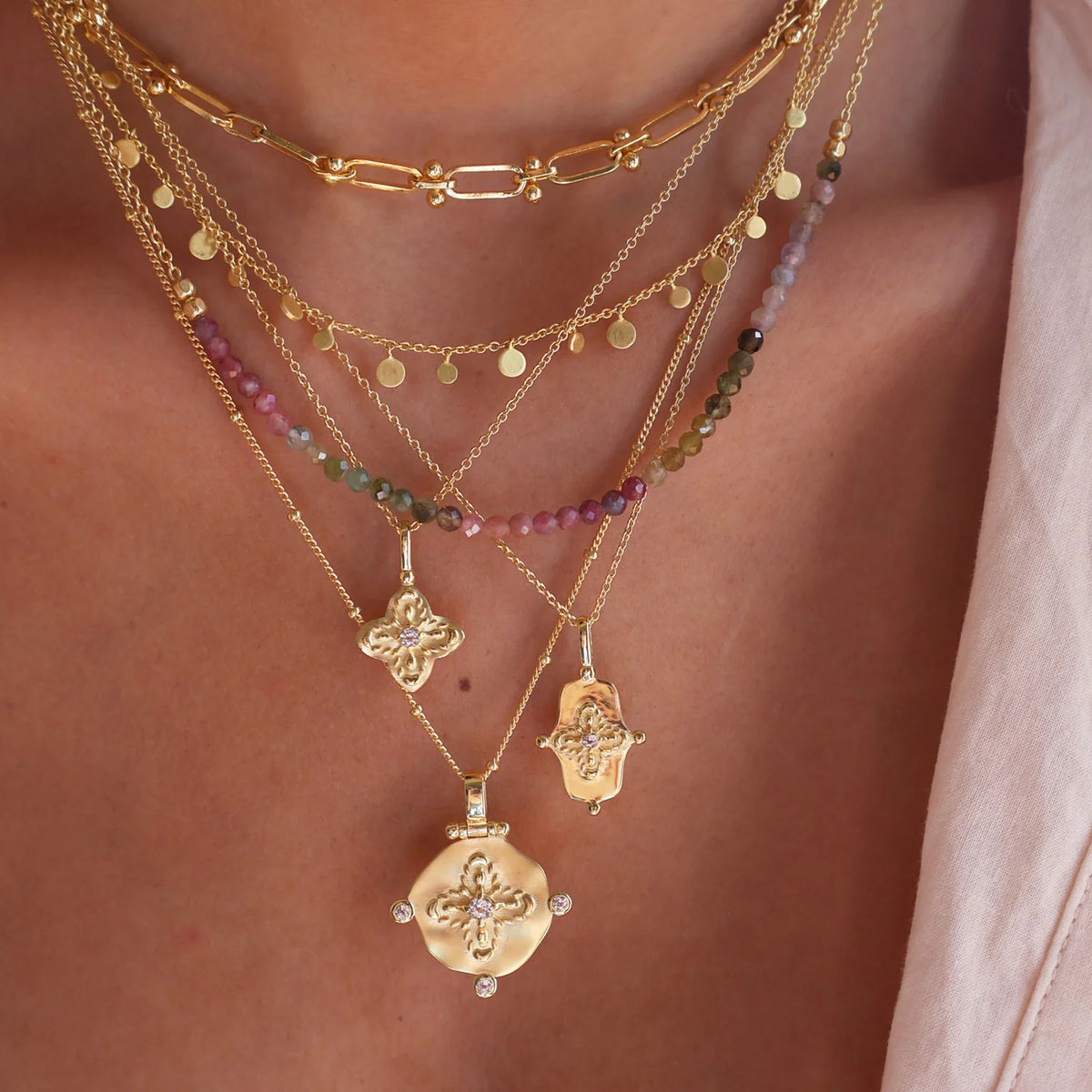 Sahara Large Pendant Necklace - Yellow Gold