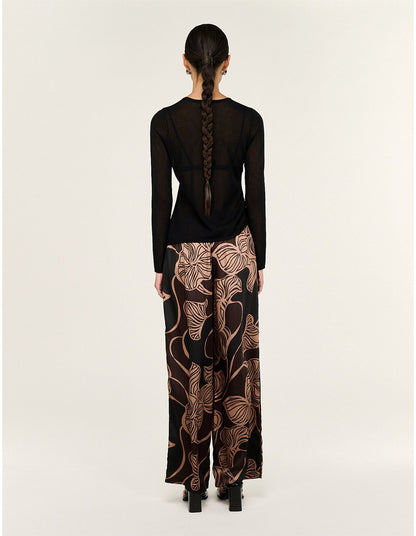 Ulla Drawstring Pants - Abstract Leaf