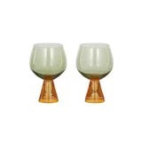 Pyramid Glass Goblets - Amber / Green