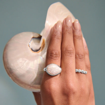 Of the Sea Baroque Pearl Ring in Sterling Silver