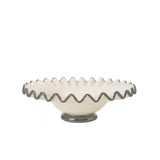 Sigrid Frill Dish Footed - White/Burgundy