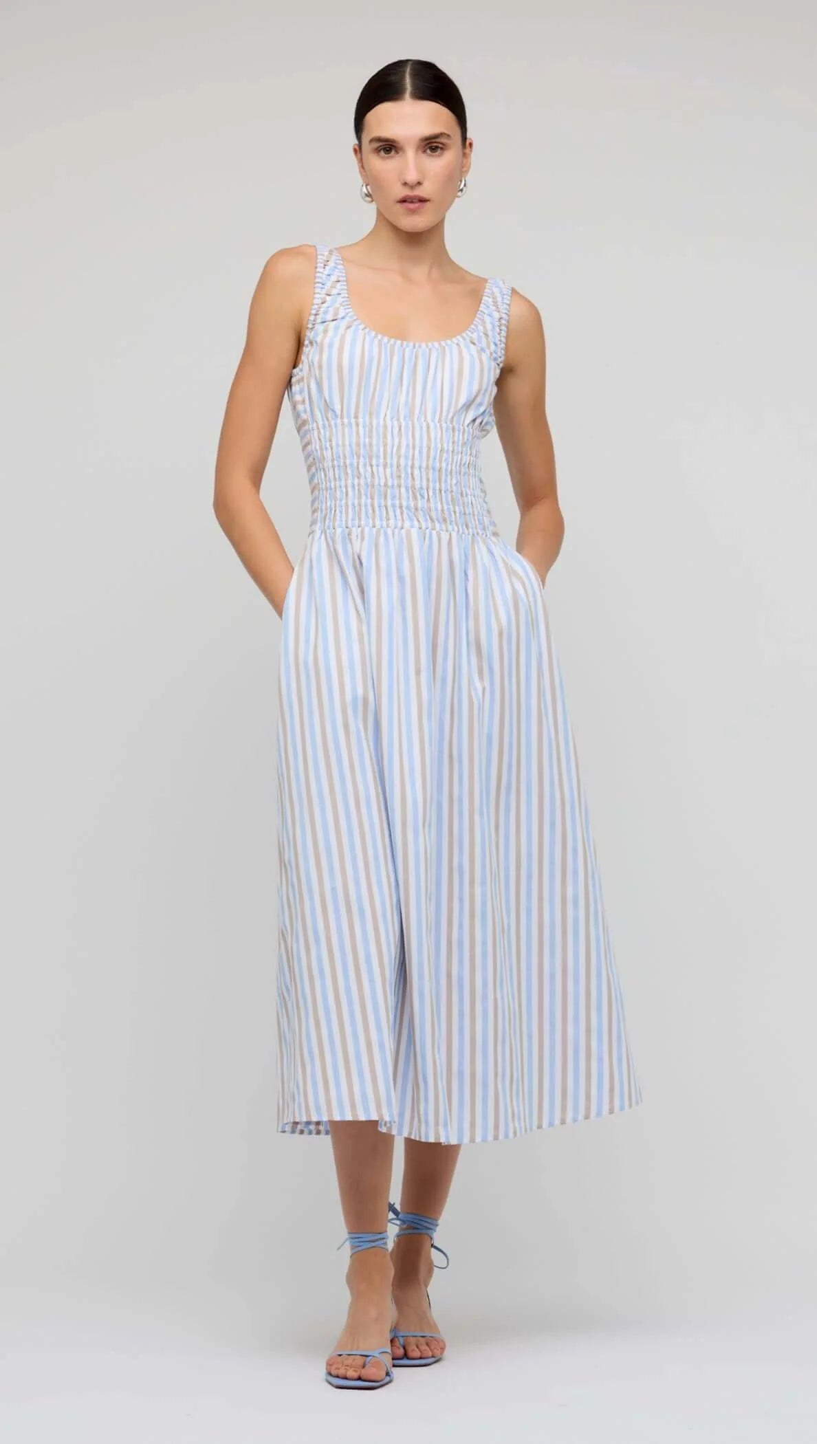 Marcella Shirred Midi Dress