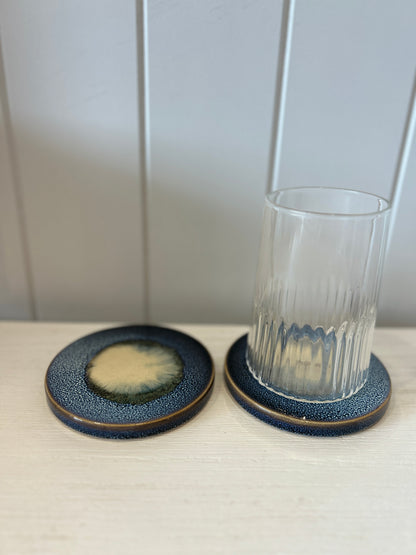 Organic Ceramic Coaster Deep Blue Set of 2