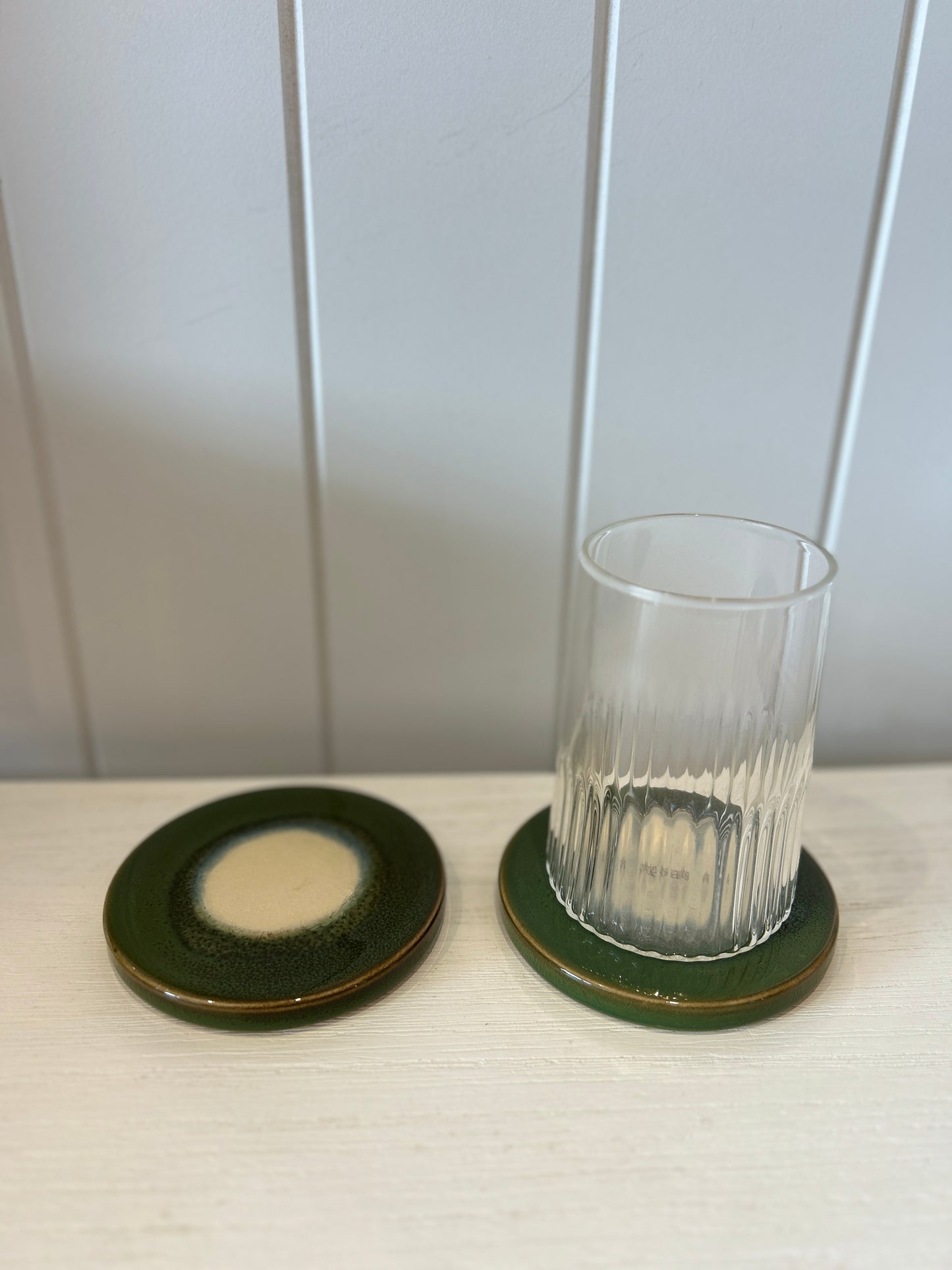 Organic Ceramic Coaster Olive Set of 2