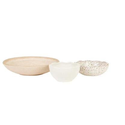 Hanson Eden Set Of 3 Bowls - Mottled White