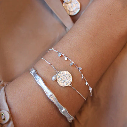 Ocean Dreamer Wave Bracelet In Sterling Silver