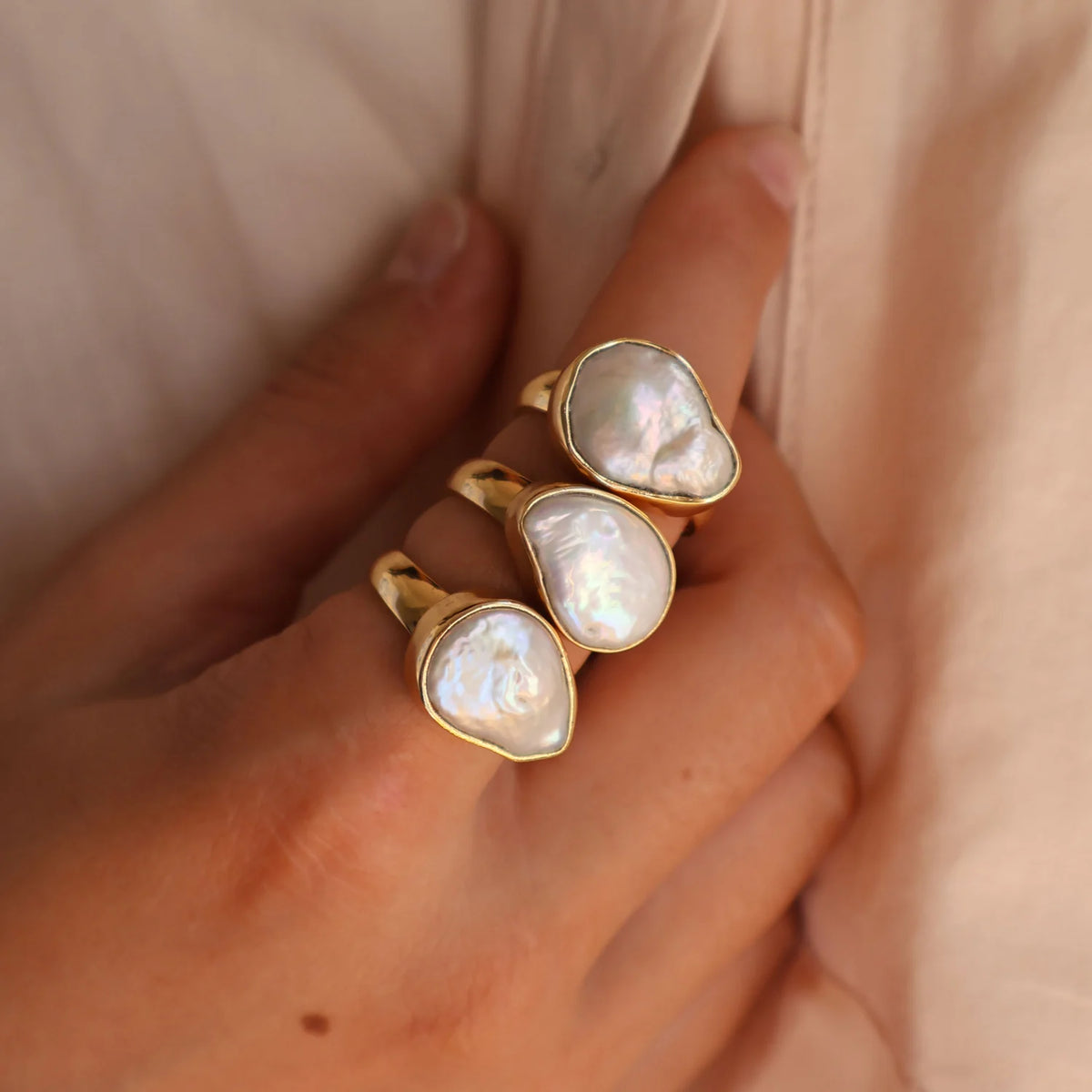 Of the Sea Baroque Pearl ring in 18KT Yellow Gold Plate