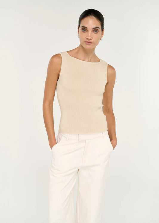Moda Reversible Knit Tank - Ecru