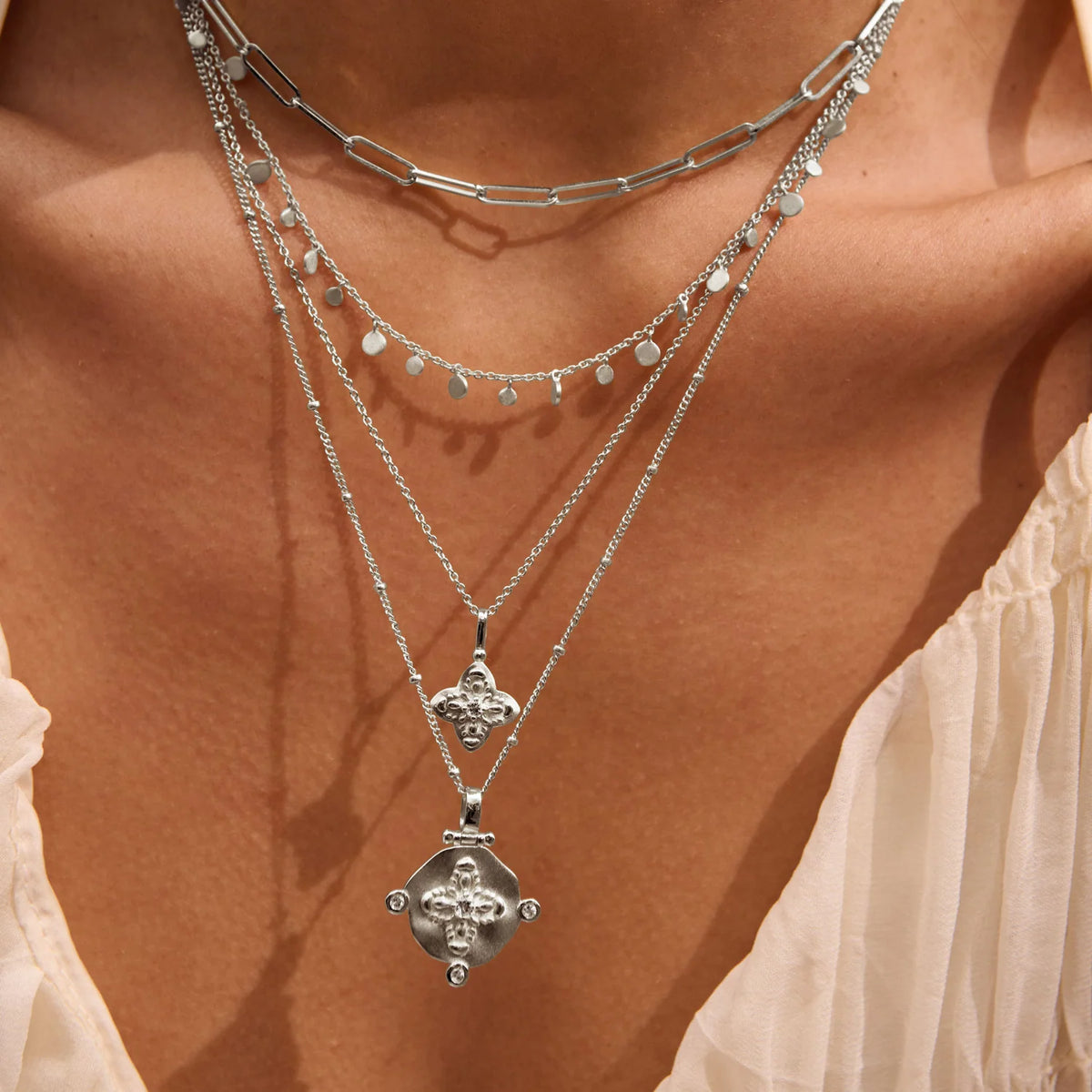 Sahara Large Pendant Necklace - Silver