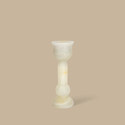 Bell Candle Holder Low - White Onyx