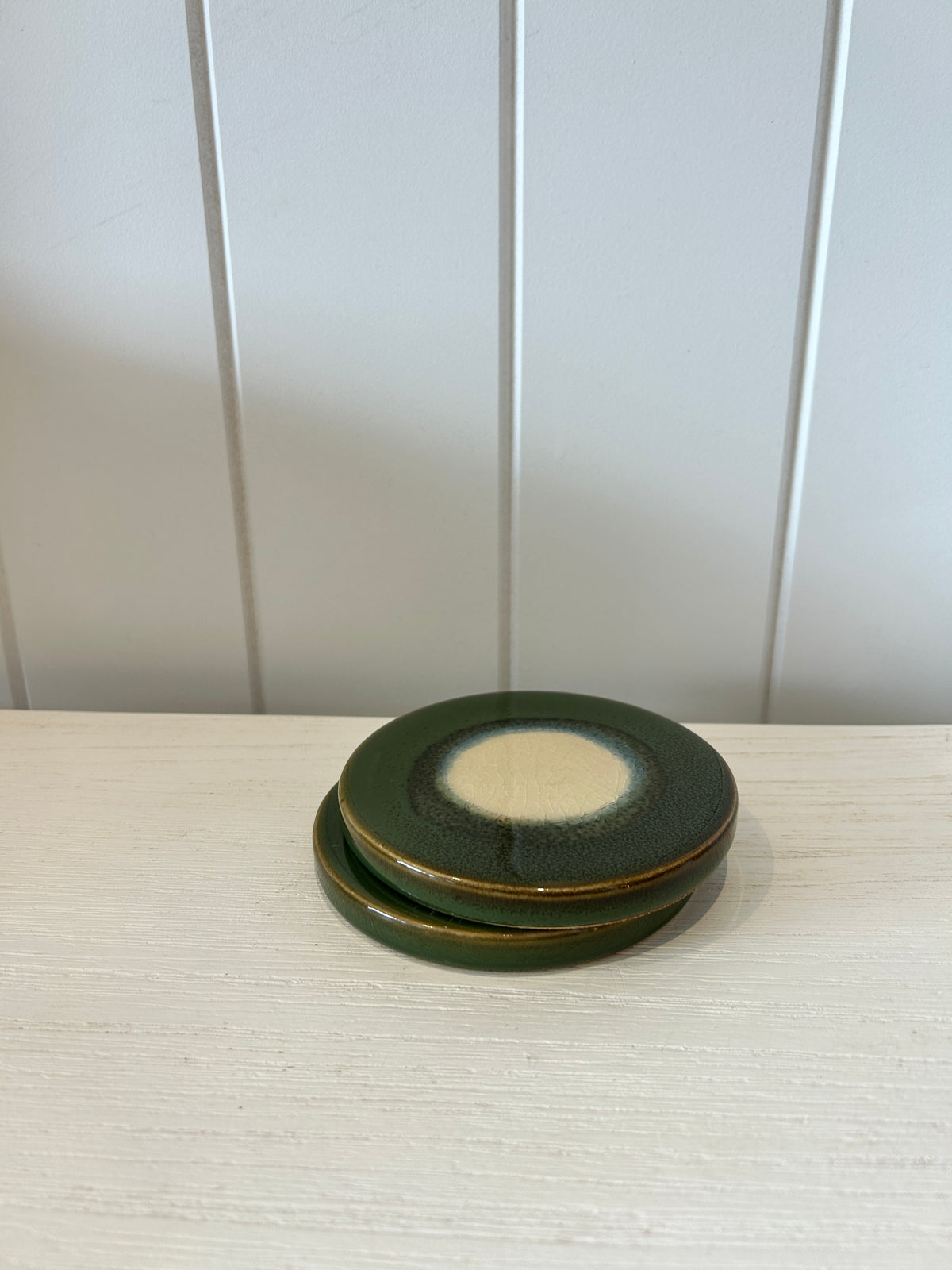 Organic Ceramic Coaster Olive Set of 2