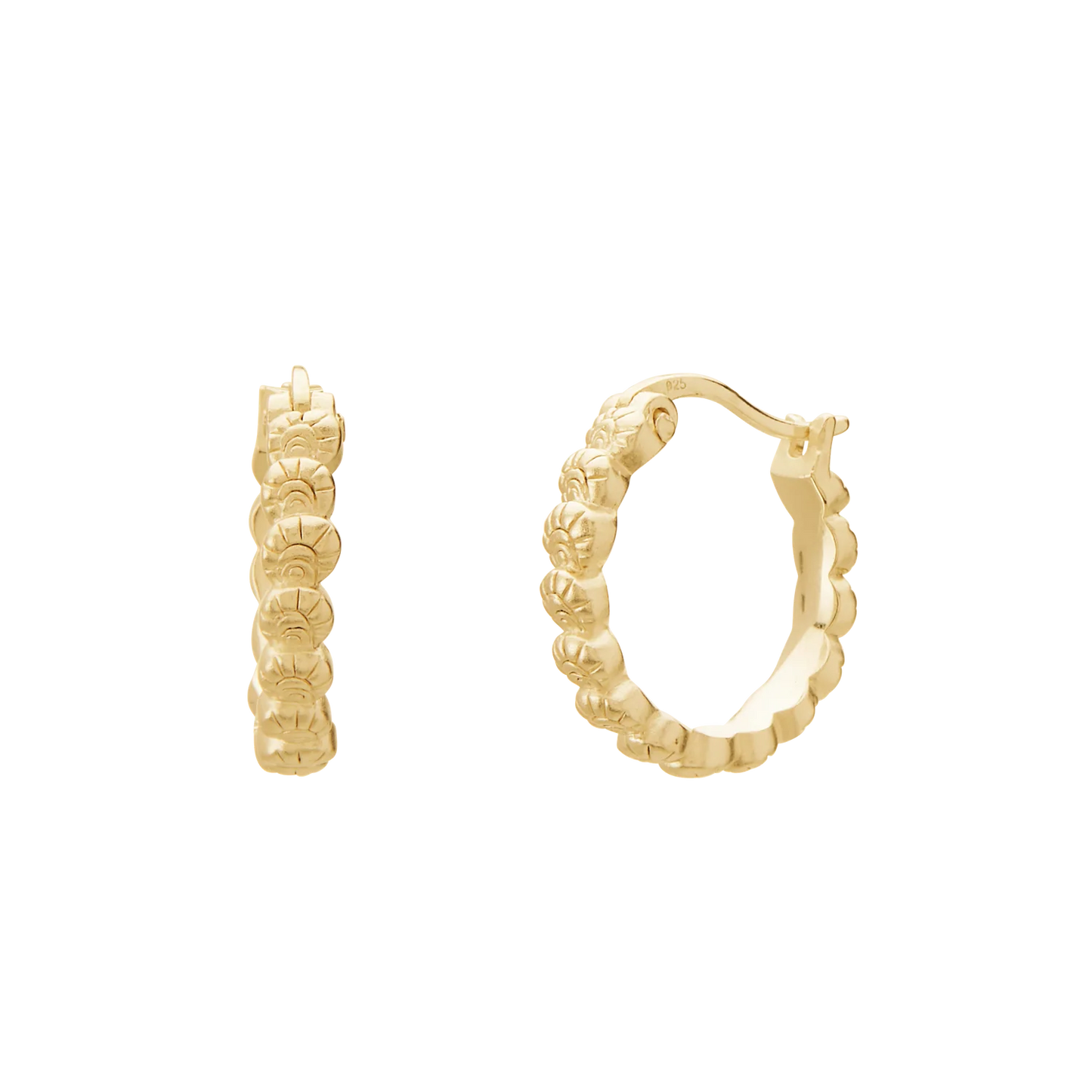 Soul Protector Small Shell Hoops - Gold