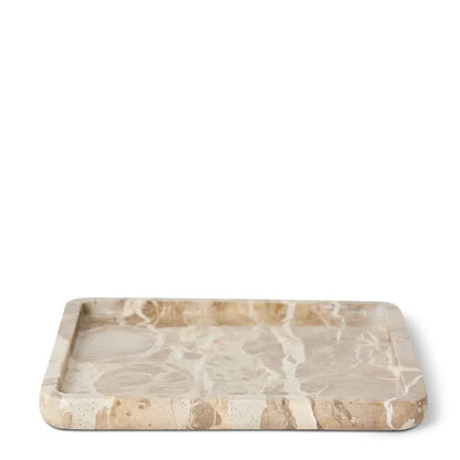 Leland Beige Marble Decor Tray - Stone - 20 x 20 x 2cm