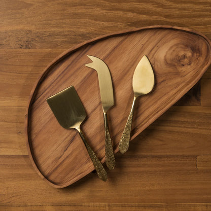 Mira Textured Brass Cheese Set