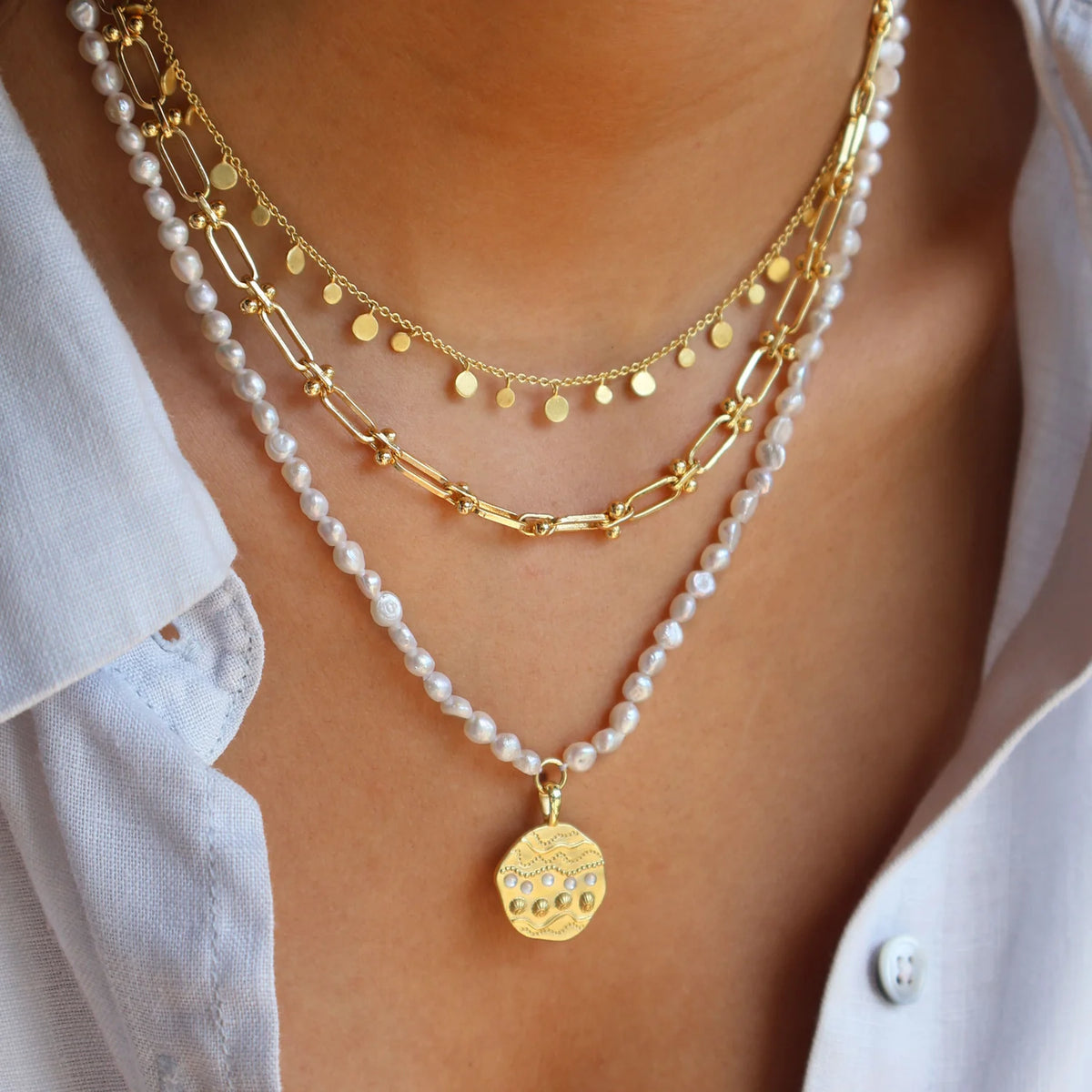 Keshi Pearl Ocean Dreamer Necklace - Yellow Gold