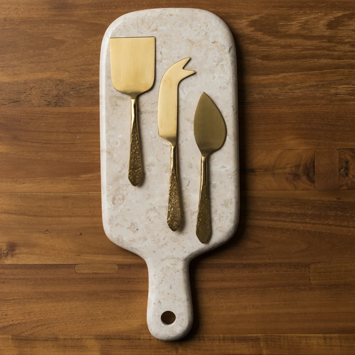 Mira Textured Brass Cheese Set