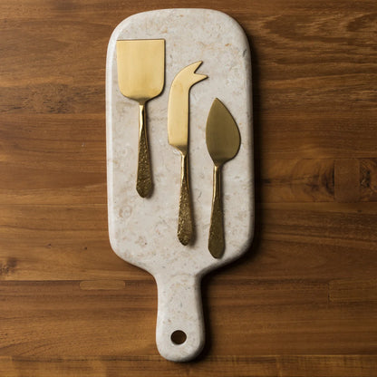 Mira Textured Brass Cheese Set