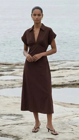 Rhodes Midi Dress - Chocolate
